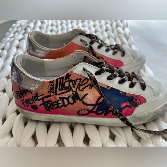 Golden Goose Kids Sneakers - Pink and Blue Graffiti - Picture 1 of 12